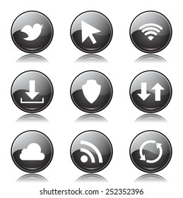 Web Internet Social Black Vector Button Icon Design Set