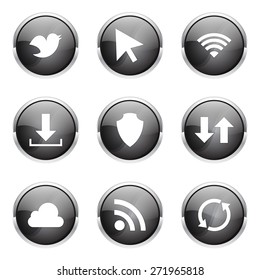 Web Internet Social Black Vector Button Icon Design Set