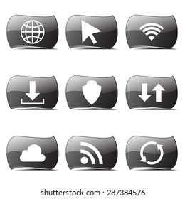 Web Internet Social Black Vector Button Icon Design Set