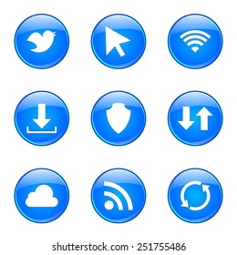Web Internet Social Blue Vector Button Icon Design Set