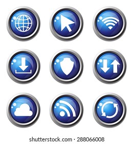 Web Internet Social Blue Vector Button Icon Design Set