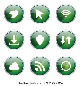 Web Internet Social Green Vector Button Icon Design Set