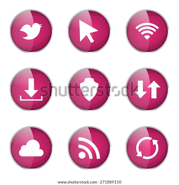 Web Internet Social Pink Vector Button Stock Vector (Royalty Free
