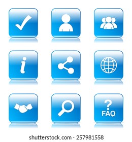 Web Internet Square Vector Blue Icon Design Set 2