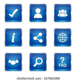 Web Internet Square Vector Blue Icon Design Set 2