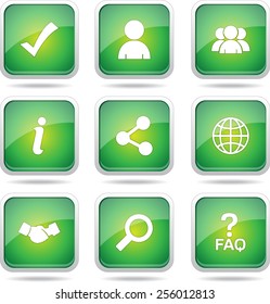 Web Internet Square Vector Green Icon Design Set 2