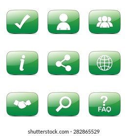 Web Internet Square Vector Green Icon Design Set 2