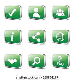 Web Internet Square Vector Green Icon Design Set 2
