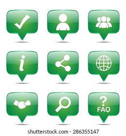 Web Internet Square Vector Green Icon Design Set 2