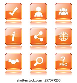 Web Internet Square Vector Orange Icon Design Set 2