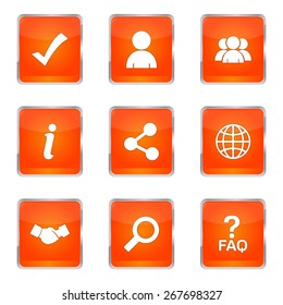 Web Internet Square Vector Orange Icon Design Set 2