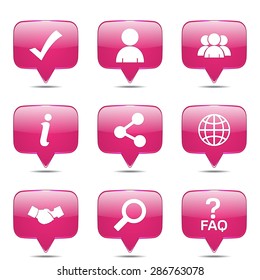 Web Internet Square Vector Pink Icon Design Set 2