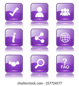 Web Internet Square Vector Violet Icon Design Set 2
