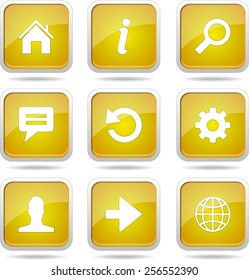 Web Internet Square Vector Yellow Icon Design Set