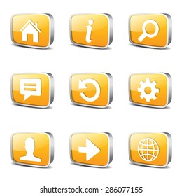 Web Internet Square Vector Yellow Icon Design Set