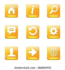 Web Internet Square Vector Yellow Icon Design Set