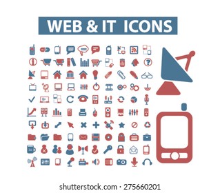 web, internet, tecnologia, ícones de comunicação, sinais. conjunto de ilustrações, vetor