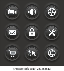 Web and Internet Technology on Black Bevel Round Buttons