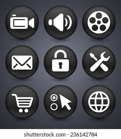 Web and Internet Technology on Black Round Buttons