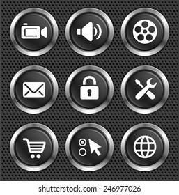 Web and Internet Technology on Black Round Buttons