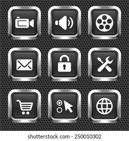 Web and Internet Technology on Black Square Buttons