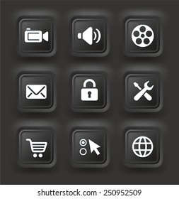 Web and Internet Technology on Black  Bevel Square Buttons