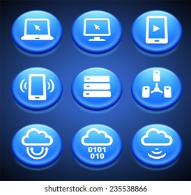 Web and Internet Technology on Blue Round Buttons