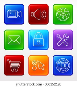 Web and Internet Technology on Color Square Buttons