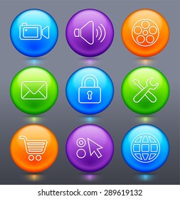 Web and Internet Technology on Glow Round Buttons