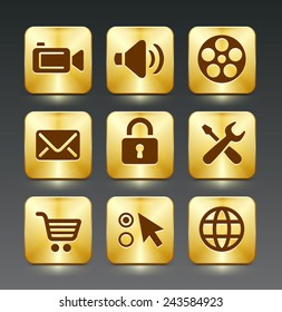 Web and Internet Technology on Gold Square Buttons