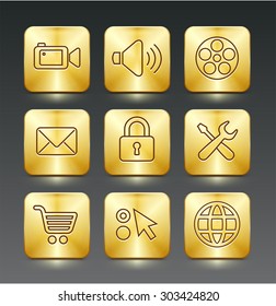 Web and Internet Technology on Gold Square Buttons