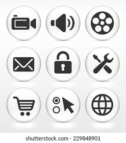 Web and Internet Technology on White Round Buttons