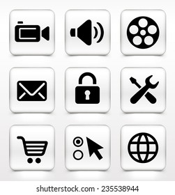 Web and Internet Technology on White Square Buttons