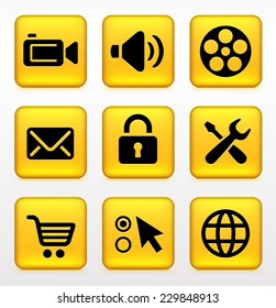 Web and Internet Technology on Yellow Square Buttons