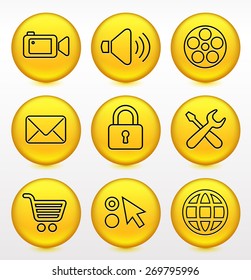 Web and Internet Technology on Yellow Round Buttons