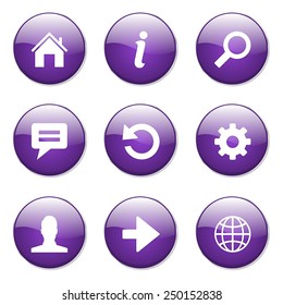 Web Internet Violet Vector Button Icon Design Set