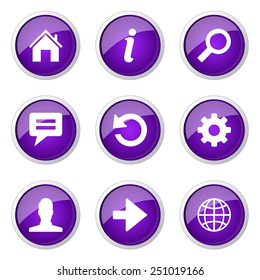 Web Internet Violet Vector Button Icon Design Set