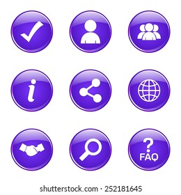 Web Internet Violet Vector Button Icon Design Set 2