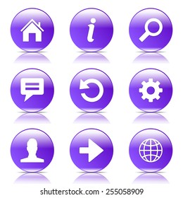 Web Internet Violet Vector Button Icon Design Set