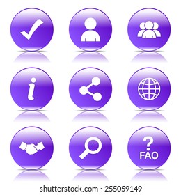 Web Internet Violet Vector Button Icon Design Set 2