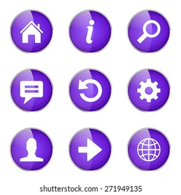 Web Internet Violet Vector Button Icon Design Set