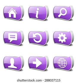 Web Internet Violet Vector Button Icon Design Set