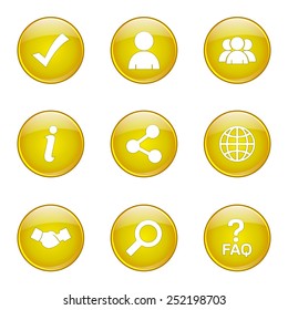 Web Internet Yellow Vector Button Icon Design Set 2