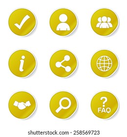 Web Internet Yellow Vector Button Icon Design Set 2