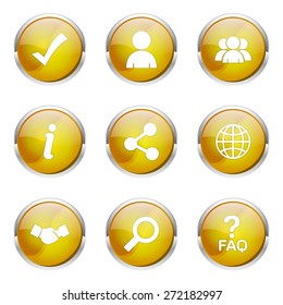 Web Internet Yellow Vector Button Icon Design Set 2