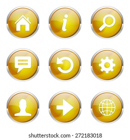 Web Internet Yellow Vector Button Icon Design Set