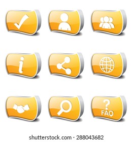 Web Internet Yellow Vector Button Icon Design Set 2