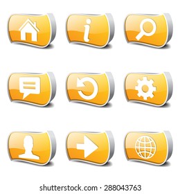 Web Internet Yellow Vector Button Icon Design Set