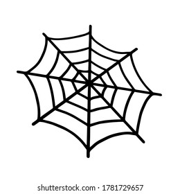 Web isolated on a white background. Web for Halloween, a scary, ghostly, spooky element for design on Halloween. Vector