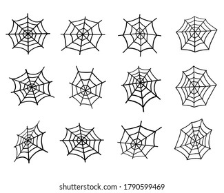 Web isolated on a white background. Web for Halloween, a scary, ghostly, spooky element for design on Halloween